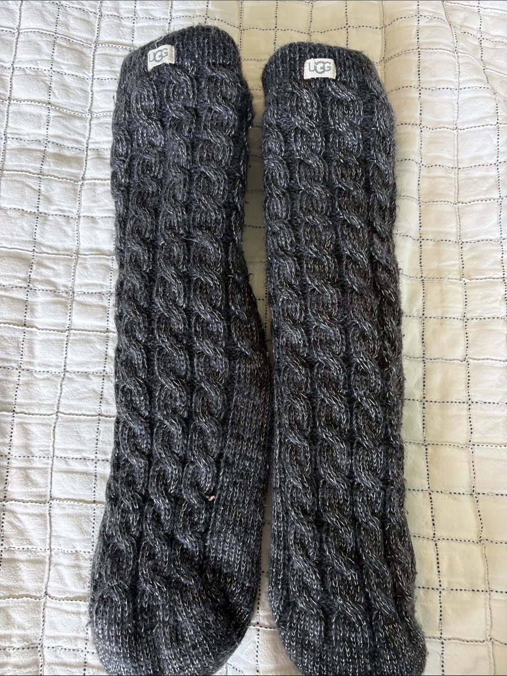 UGG Dark Charcoal Cable Knit Tall Boot Socks